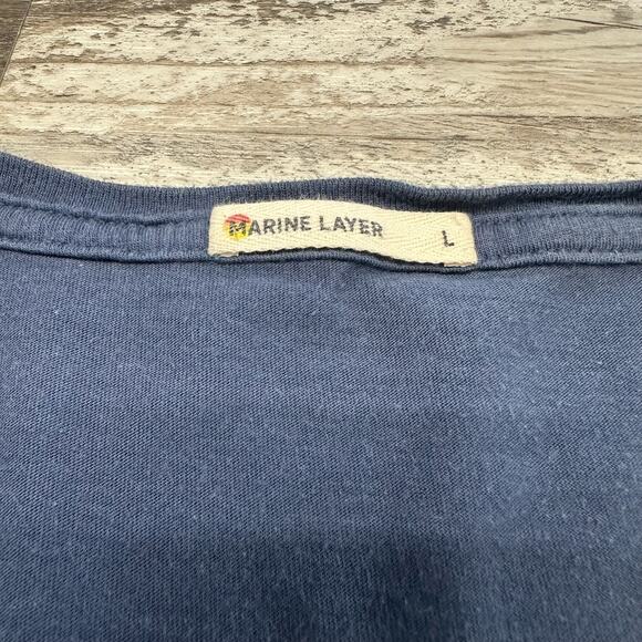 Marine Layer T-Shirt Turn River Capital Blue Mens L Crewneck Lightweight USA - Picture 3 of 9